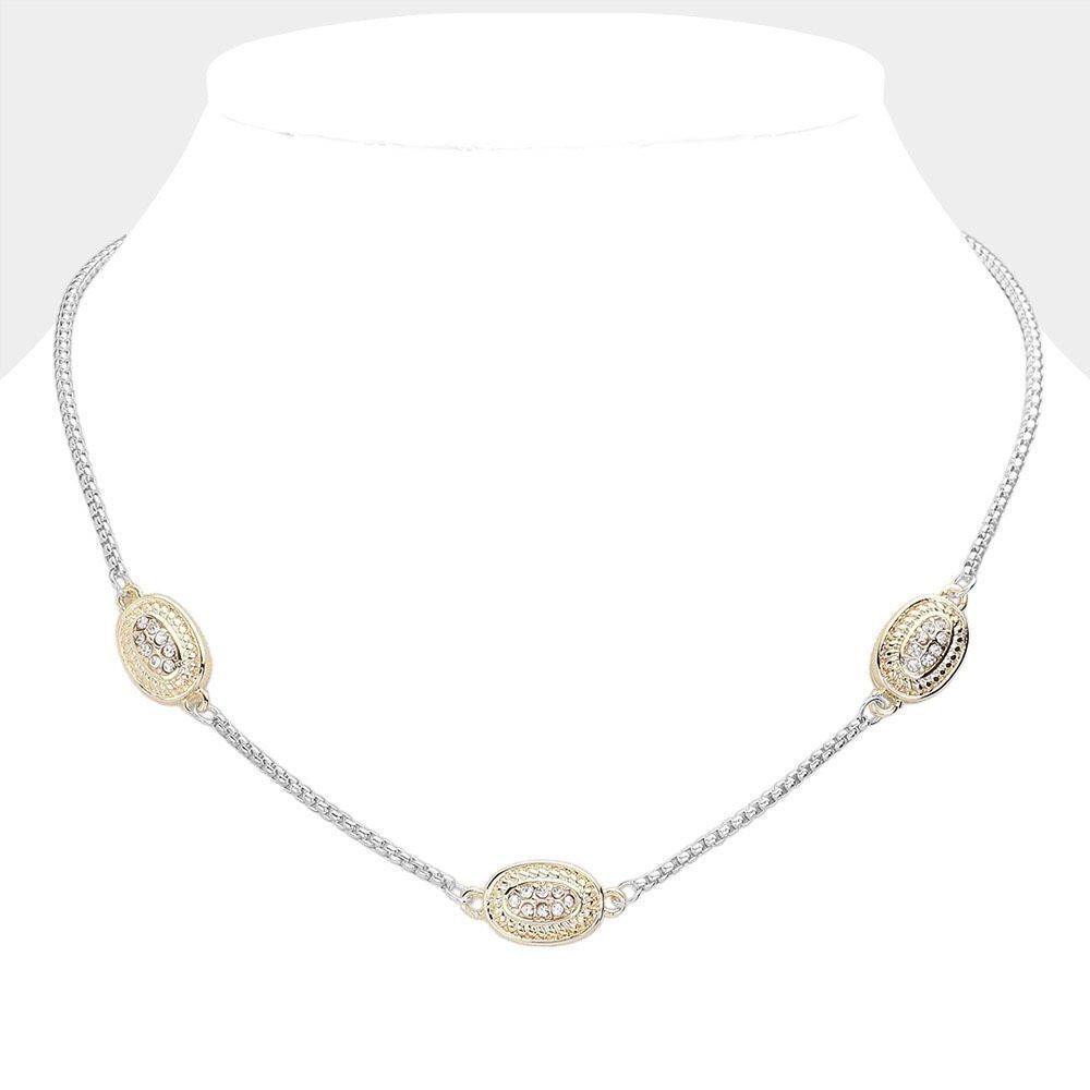 NWT MX Signature Gold Plated choker yellow & white gold with CZ pendants
